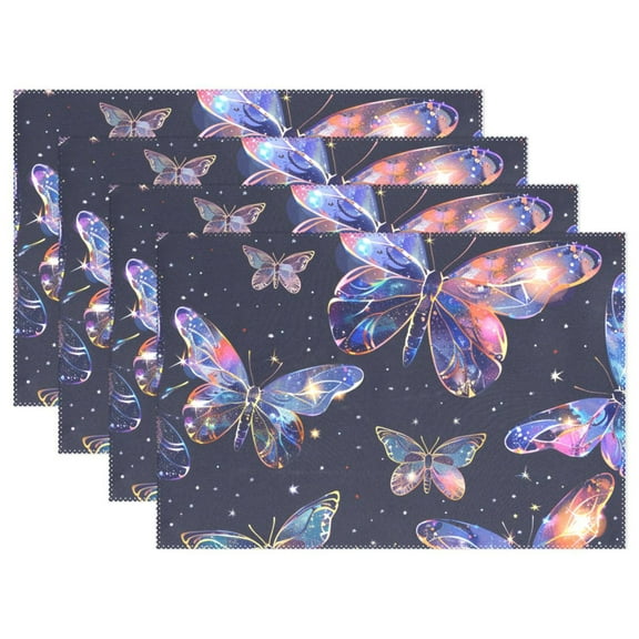 Colorful Butterflies 12×18 inch Placemats Heat Resistant Washable Foldable Rectangular Placemats Set Decoration Indoor Outdoor for Kitchen Dining Table 1PC