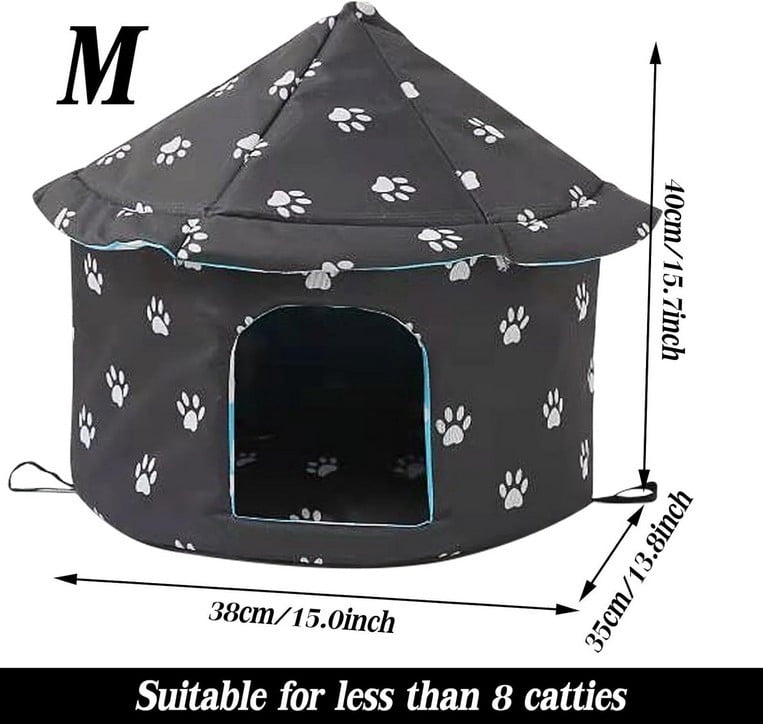 Zzbeans Winter Outdoor Cat House, Insulated Foldable Stray Cat Shelter for Cold Weather, Padded PVC Coated Pet Bed for Garage Porch Balcony Indoor Outdoor Use