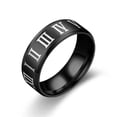 thumbnail image 3 of 8MM Blue/Black/Gold/Silver Band Men Titanium Steel Roman Numerals Ring Size 6-12, 3 of 6