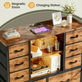 thumbnail image 4 of Tall Dresser for Bedroom with Fabric Drawers and Mesh Door Closet Dresser with Charging Station and LED Lights, Rustic Brown, 4 of 9
