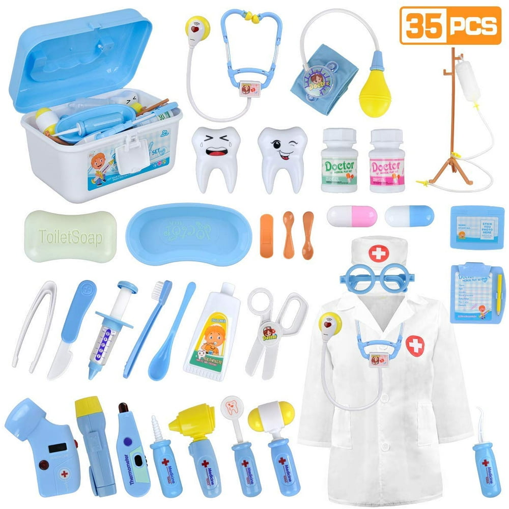 Kids Doctor Set 34 Pieces Role Play Nurse Medical Box Kit With