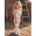thumbnail image 6 of BemeyourBBs Toddler Baby Girls Pink Bow Outfit Bell Bottom Romper Jumpsuit Sleeveless Bow Print Suspender Flared Pants Spring Summer Clothes, 6 of 9