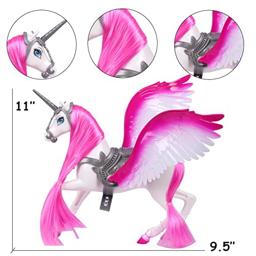 Kids Fantasy Hobby Horse with Sound white Unicorn Princess fairy Toys and Games 