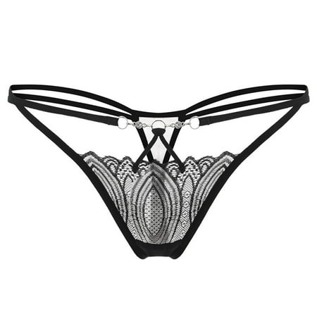 

ZMHEGW Womens Panties Thong Low Waist Lace Hollow Underwear Women Briefs 3 Pack