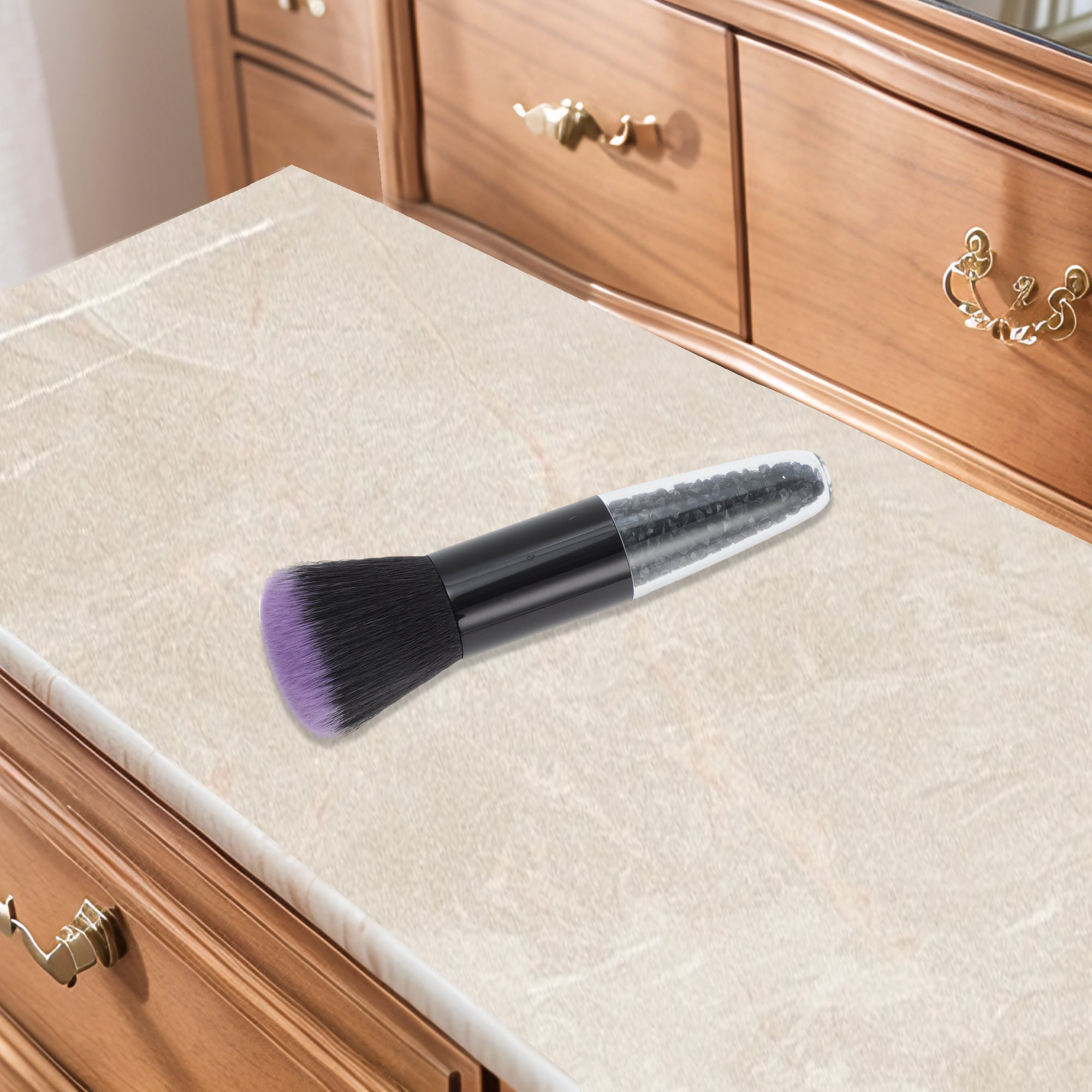 Unique Bargains 1 Pc Fluffy Blush Brush for Travel Black
