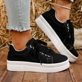 thumbnail image 4 of Platform Fashion Sneakers for Women Girls Spring Fall Casual Canvas Lace up Chunky Flatform Walking Flats Shoes, 4 of 7