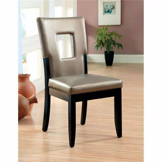 Evant I Contemporary Side Chair, Black & Champagne - Set of 2
