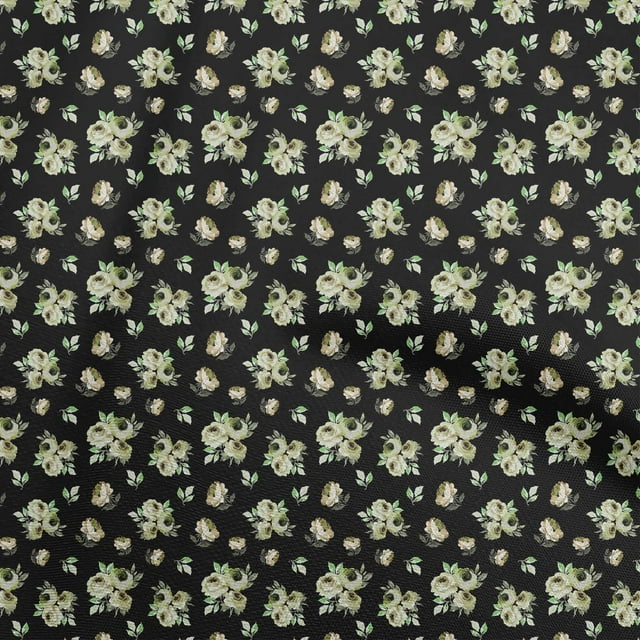 oneOone Coton Soie Vert Clair Tissu Aquarelle Floral Robe Tissu Tissu Imprimé par la Cour 42 Pouces de Large