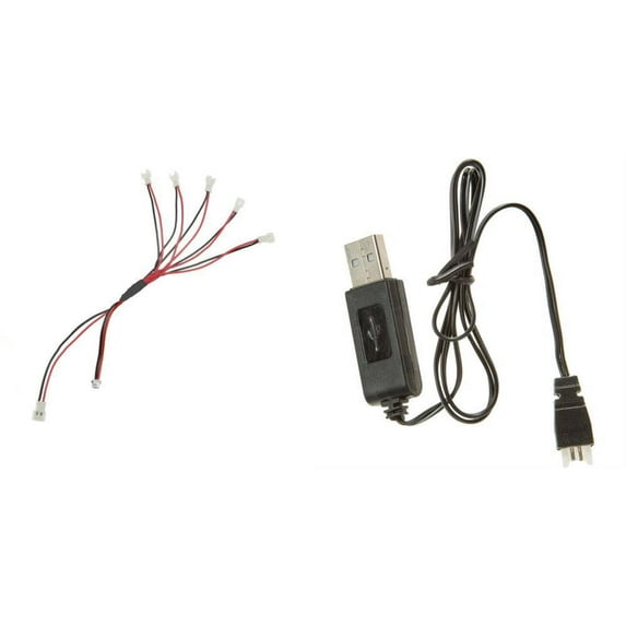HobbyFlip 3.7V USB Charger w/ 1 to 5 Micro JST Mini Plug 1S Charge Lead Compatible with Hubsan Nano Q4 H111