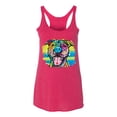 thumbnail image 2 of Cute Happy Smiling Dog Dean Russo Rainbow Pitbull | Womens Dog Lover Premium Tri-Blend Racerback Tank Top, Shocking Pink, Small, 2 of 4