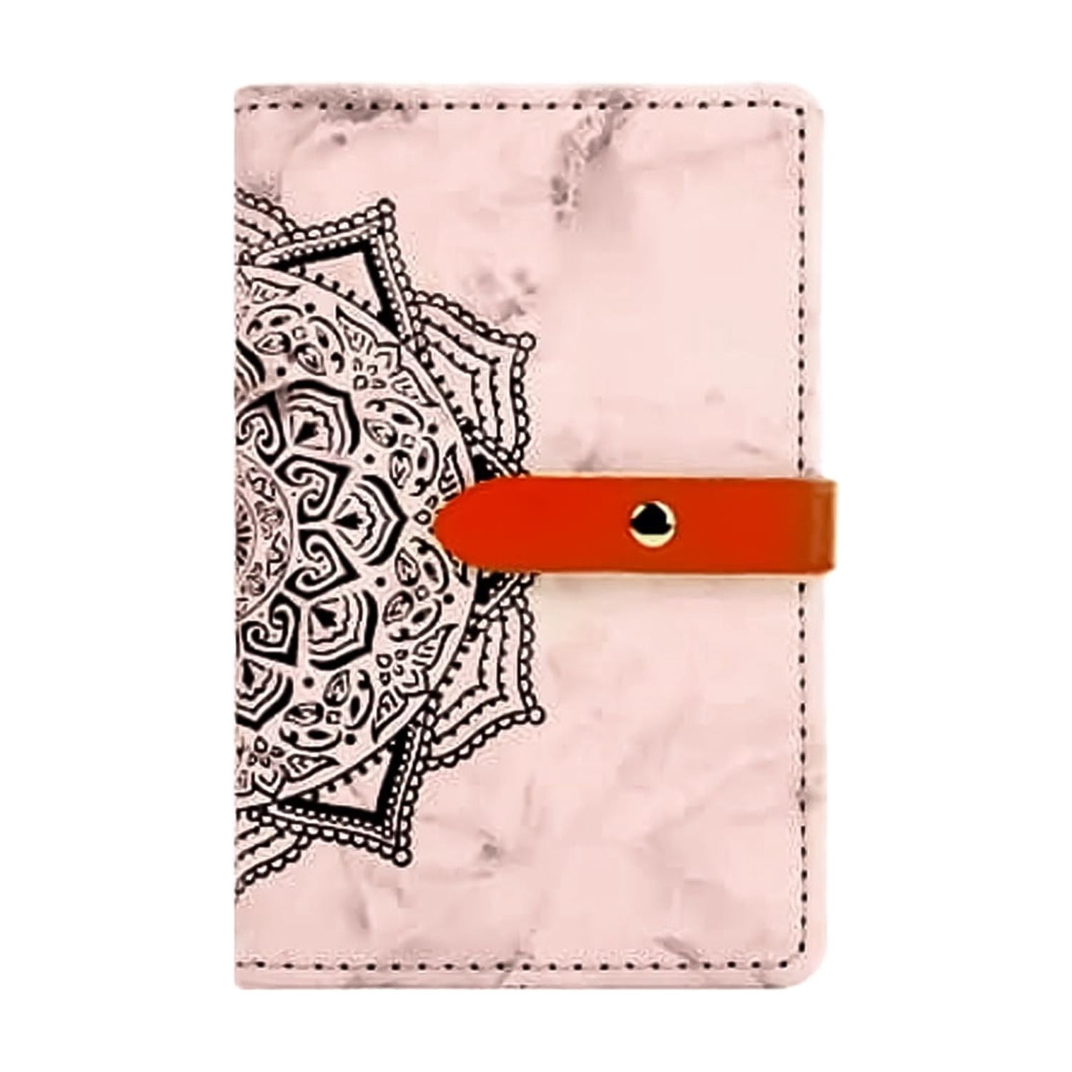 Universal Leather Phone Wallet with Datura Flower Design - Brown