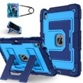 thumbnail image 2 of ELEHOLD 3-Layer Rugged Case For Apple iPad Air 11 (2025 / 2024) Heavy Duty Shockproof Cover, [Drop Protection], [Logo Visible], With Kickstand & Pencil Holder & Shoulder Strap, Navyblue+Skyblue, 2 of 11