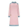 thumbnail image 4 of Mceream Robes Longues pour Femmes Formelles Grande Taille Robe en Denim Patchwork à Blocs de Couleur Printemps Ample Décontractée Col Midi Robes Chandail en Molleton Rose TTG, 4 of 8