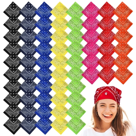 80 PCS Bandanas Bulk, 21.3 x 21.3 in, 8 Colors Paisley Bandana, Retro Handkerchiefs for Men Women, Multi-Purpose Bandanas for Face Cover, Festival Scarf, Accessories for Dance Sports Parties