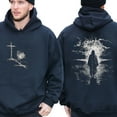 thumbnail image 3 of Christian Double Sided Hoodie – Cross and Heavenly Light Back Print, Inspirational Faith-Based Pullover for Men and Women, 3 of 7