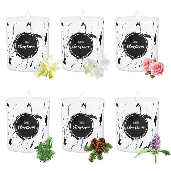 6-Pack Scented Soy Candles for Home – Aromatherapy Candle Gift Set for Women, Relaxation & Birthday Use, Long-Lasting Fragrance, Off-White, 7×5×3 in