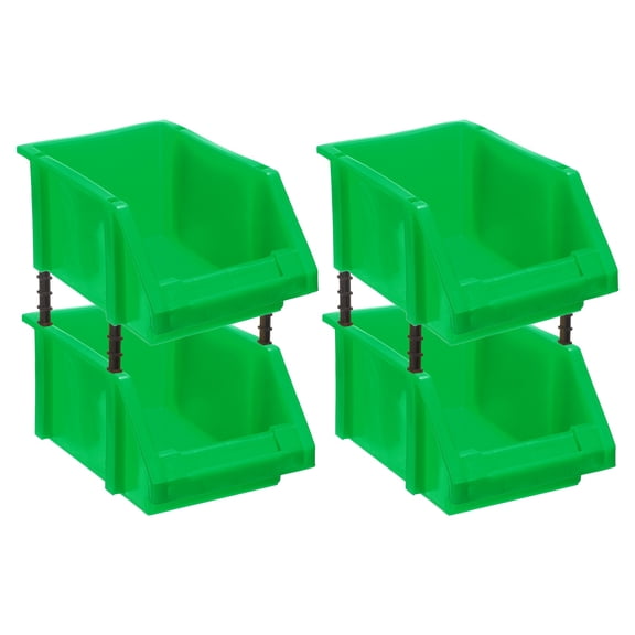 Uxcell 4pcs Plastic Shelf Bins 8.3" x 5.1" x 4.3" Wall Mounted Storage Bins, Green