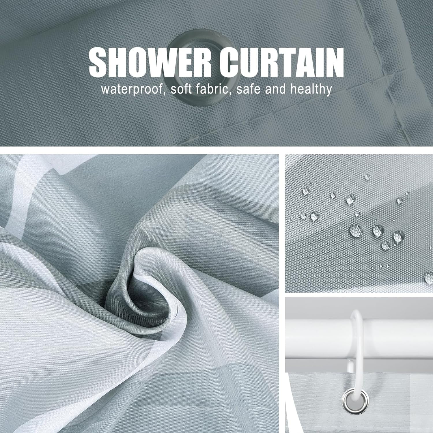 Bubble Shower Curtain Polka Dot Modern Abstract Cool Light Blue Water Bubble Art Print Creative White Funny Home Fabric Bathroom Decor Set Include Hooks 72"W x 96"L (Pack of 1)