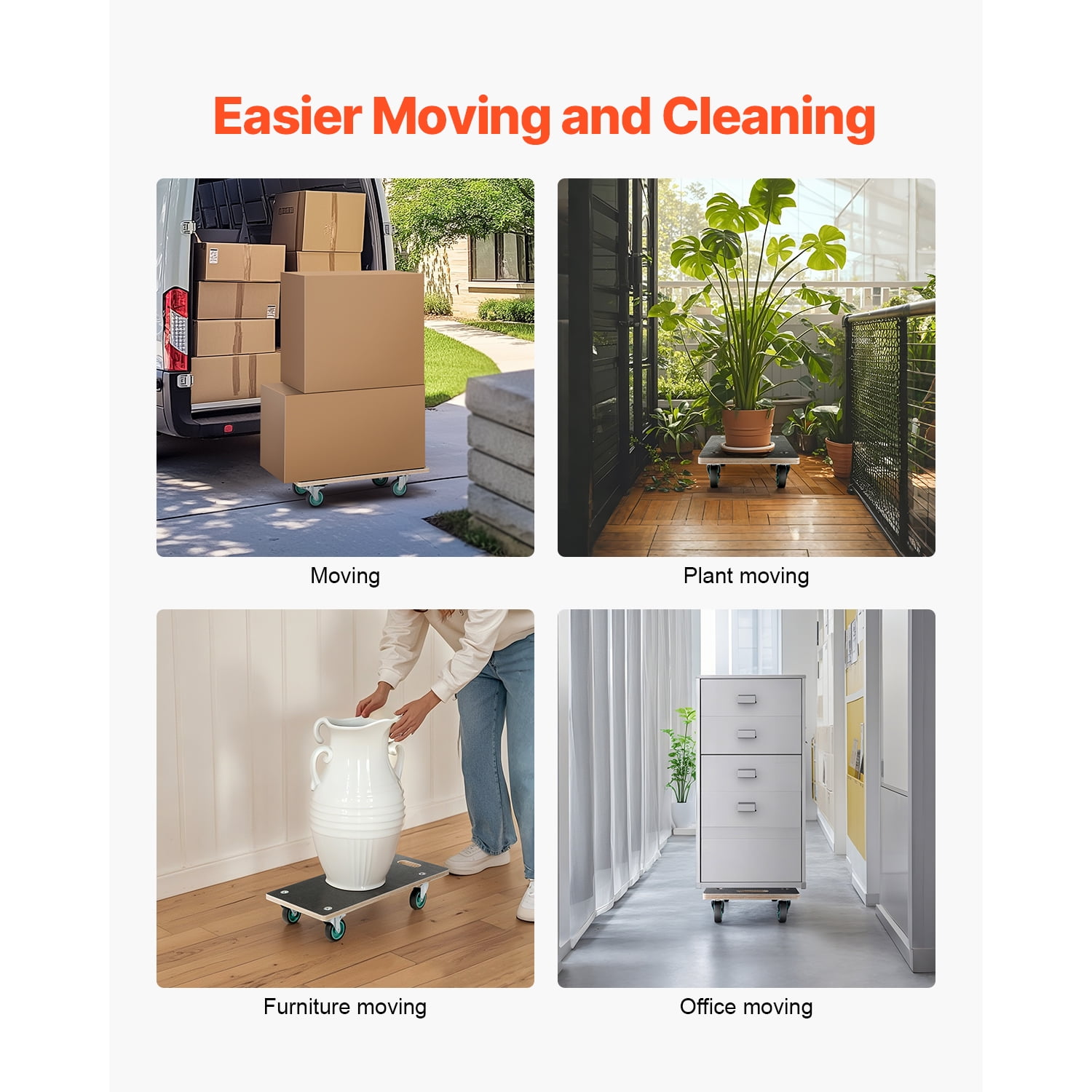 KFFKFF Furniture Mover, Supports up to 551 lbs, Equipped with 4 Quiet TPR Wheels, Rectangular Versatile Flat Transporter for Piano, Sofa, Washing Machine, Refrigerator, Pack of 2, Black