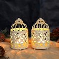 thumbnail image 2 of Paquete de 2 pequeñas linternas colgantes de jaula de pájaros de metal para bodas, patios, interiores o exteriores (blanco), 2 of 5