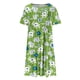 thumbnail image 5 of Puntoco Vestido Plisado Con Cuello Redondo Estampado Informal Para Mujer Vestido De Cuello Redondo De Manga Corta Verde Xl,Regalos Para Mujer Joven, 5 of 5