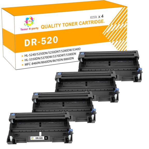 Toner H-Party 4-Pack Compatible Drum Unit for Brother DR-520 DR-620 Used for HL-5240 5250DN 5250DNT 5280DW 5340D MFC-8460N 8660DN 8670DN DCP-8080DN 8060 8065DN 8085DN Black