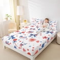 thumbnail image 4 of Homewish 4-Piece Cartoon Bow Knot USA Flag Firework Independence Day Queen Sheet Set for Girls, Microfiber Bedroom Decor, 4 of 7