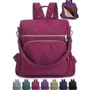 Gustave Backpack Purse for Women Anti-Theft Travel Convertible Backpack Shoulder Bag Nylon Waterproof Casual Daypack Satchel Handbag "Rose Red"