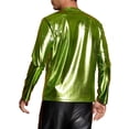 thumbnail image 3 of Camisetas de hombre INSPIRE CHIC de cuello redondo de manga larga brillante XL amarillo verde, 3 of 5