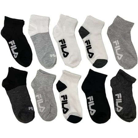 FILA Womens 10-Pack Gradient Quarter Socks Gray Multi