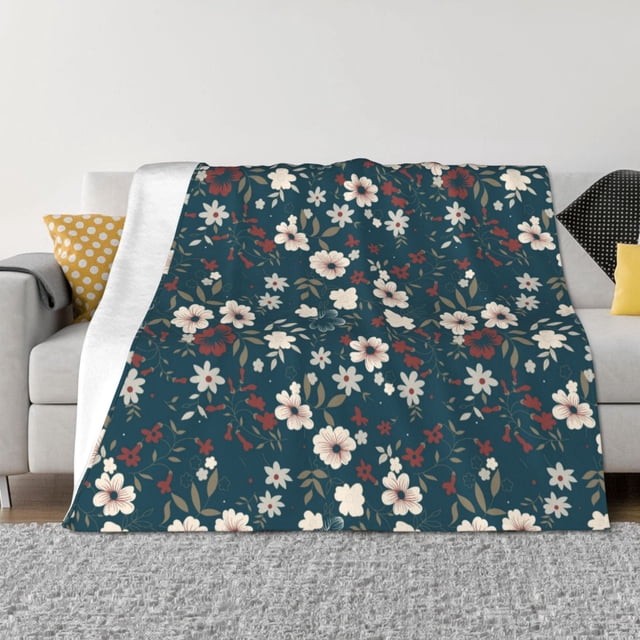 Fotbe Vintage Floral Manta de Franela con Estampado, Manta Ultrasuave para Cama, Sofá, Auto, Hipoalergénica y Antibolitas-60"x50"