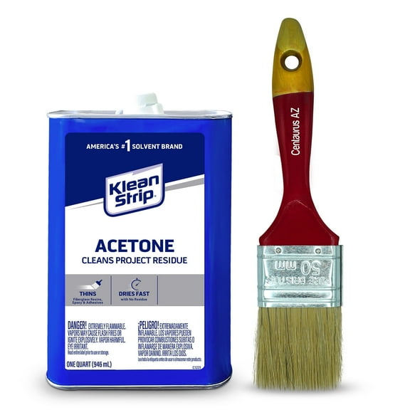 Effective Solvent for Cleaning Residue Nail Polish Remover - Acetone 1 Qt Klean Strip with Centaurus AZ Brush