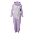 thumbnail image 4 of mgoYE Girls Hooded Romper Jumpsuit Soft Comfortable with Ears Soft Warm Winter Pajamas for Toddler Big Kids(Light Purple,8-9 Years), 4 of 5