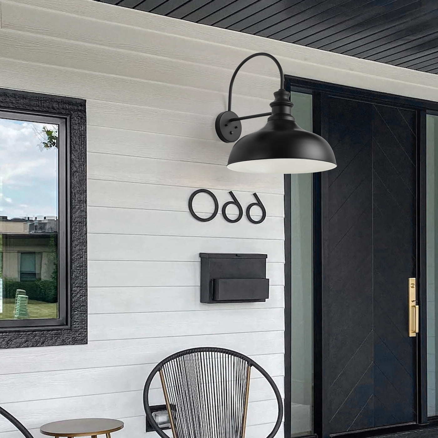 Aiwen Black Metal Oversize Wall Sconce, Modern Indoor/Outdoor Light Fixture