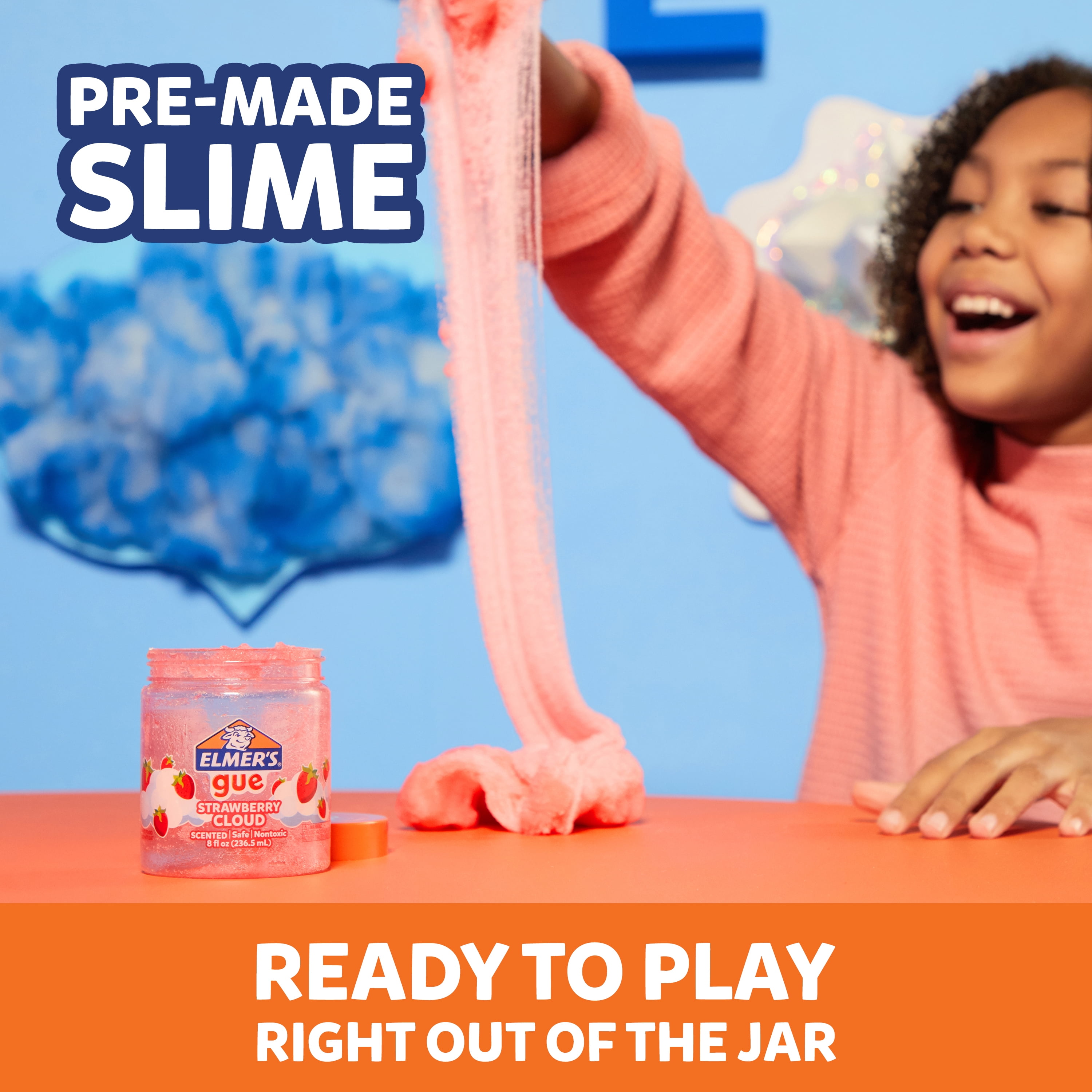 Elmers GUE Pre Made Slime Scented Strawberry Cloud Slime 2 Count 