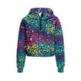 thumbnail image 4 of Chaqlin Colorful Leopard Print Half Zip Sweatshirt for Girls with Pocket Oversize Plus Size Comfy Casual Pullover Soft Loose Top Fall Clothes Size 9-10, 4 of 7