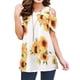 thumbnail image 1 of Sonducket Camiseta de mujer con estampado bohemio y hombros descubiertos, blusa de manga corta con hombros descubiertos Prendas para la parte del cuerpo Blanco amarillo L Sonducket AP003084-18, 1 of 6