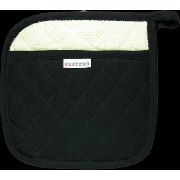 MUkitchen 100% Quilted Cotton Pot Holder, 9 by 9-Inches, Onyx