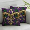 thumbnail image 2 of Nawypu  Mardi Gras Pillow Cover Fleur De Lis Beads Decor Holiday Farmhouse Pilow Case Decoration for Home Sofa Couch  2pc, 2 of 6