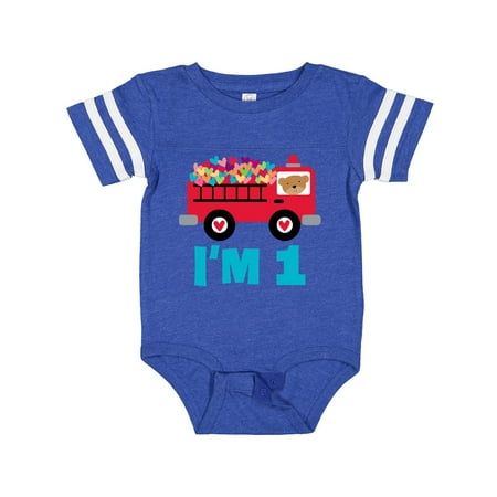 

Inktastic 1st Birthday Fire Truck Gift Baby Boy or Baby Girl Bodysuit