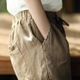 thumbnail image 4 of Sokhug Capri Pants for Women Cotton Blend Drawstring Elastic Waist Breathable Loose Fit Summer Trousers with Pockets, 4 of 6