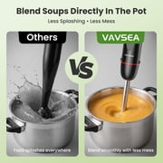 VAVSEA Immersion Blender, 1100W 5-in-1 Hand Blender, 24-Speed Stick Blender for Small Kitchen, Splash-Resistant Handheld Blender Mixer with Turbo Mode for Smoothies, Baby Food, Black