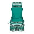 thumbnail image 6 of LEBONYARD Women's Ruffled Bikini Set Two Piece Swimsuits Summer Beach Party,Women Print Strappy Black Set Two Piece Swimsuits Plus Size Bathing Suits Tankinis Swimwear Green XL, 6 of 8