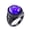 Black Blue, variant on Men’s Stainless Steel Dome Ring, Large Face Vintage Statement Ring for Men, Bold Metal Wide Band with Color Center Accent, Sizes 7-12