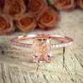 thumbnail image 4 of 1.50 Carat Peach Pink Real Morganite (emerald cut Real Morganite) and Man made diamond moissanite Engagement Ring Sterling Silver with 18k Gold Plating, 4 of 5