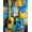 Blue Yellow Gray, Pattern 4, variant on ODIKA 2'x3' Washable Accent Rug Pet Friendly, Bedside Mat Guitar Music Notes Vintage Rock Distressed Grunge Hip Border for Bedroom, Nursery, RV