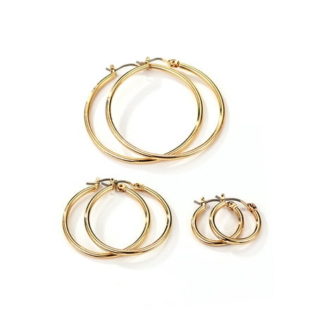 Neoglory Jewelry For Sensitive Ears Fine Gold Color Neoglory Jewelry For Sensitive Ears Fine Gold Color Plated Trio Smooth Small Medium And Large