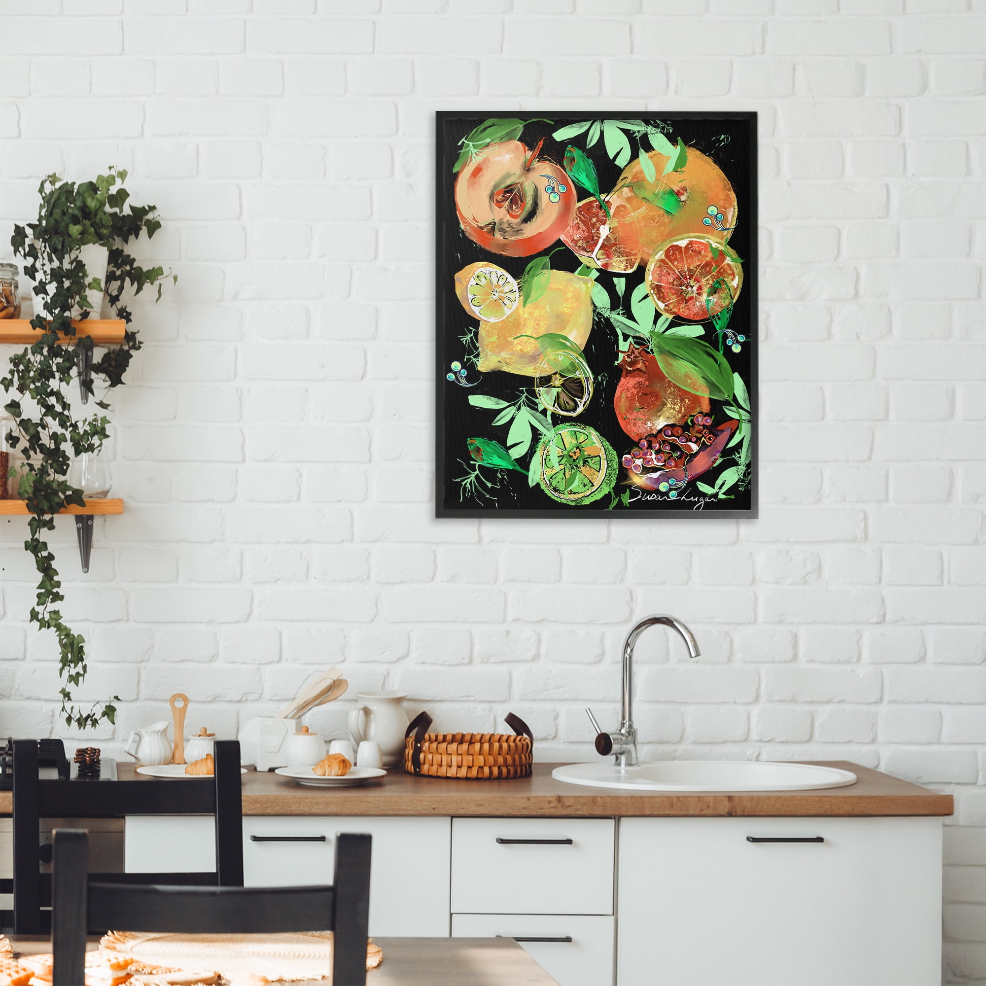 Stupell Industries Fruit Medley Combo Black Framed Giclee Art, design by Susan Lugar