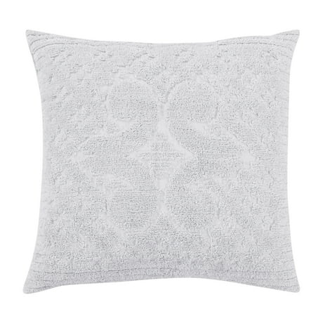 Better Trends 26"x 26" Euro Pillow Sham 100% Cotton Pillow Cover Medallion Design Machine Washable (White) Ashton Collection