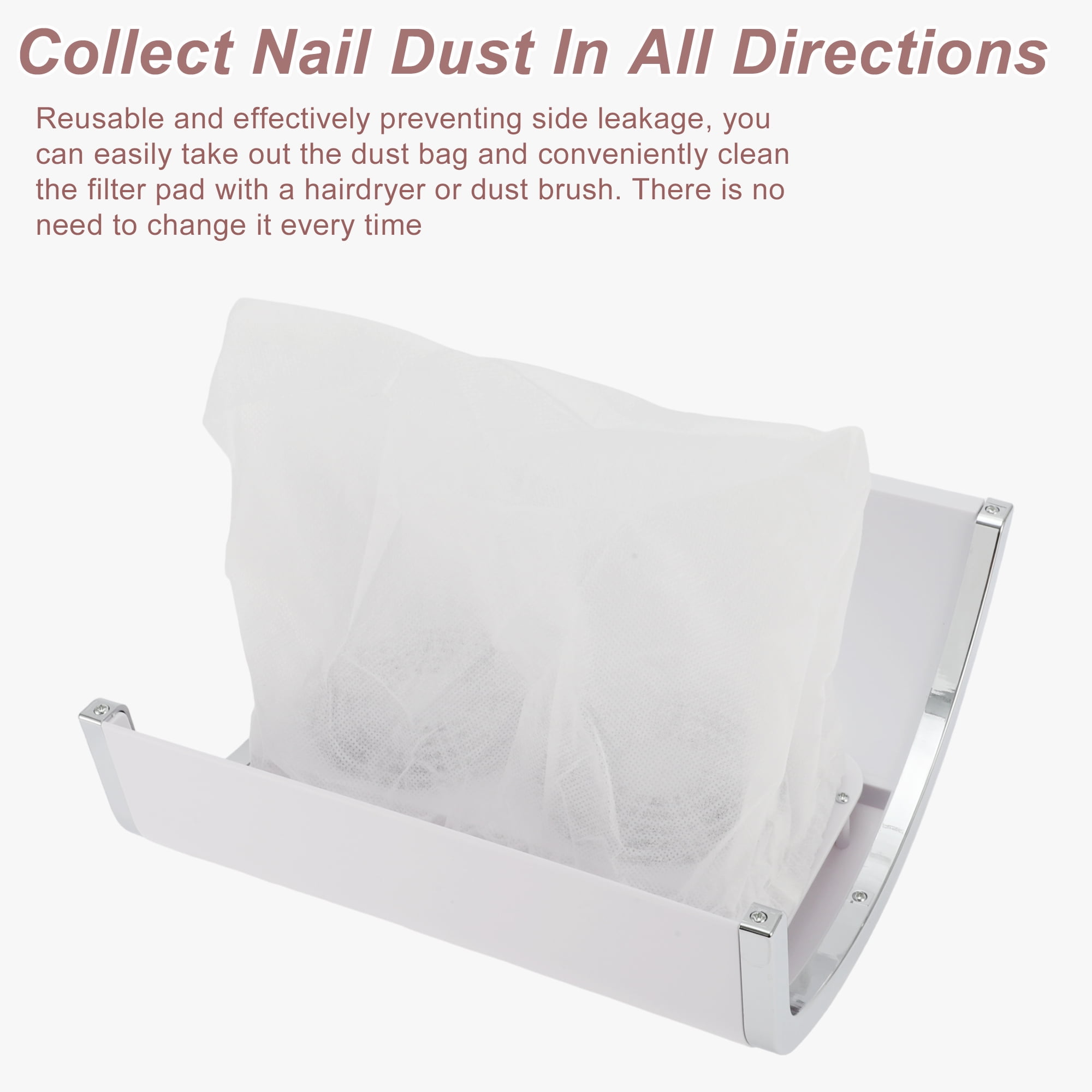 Unique Bargains Nail Dust Collector 80W Nail Vacuum Dust Collector Low Noise Dust Collector With 2 Dust Bag White